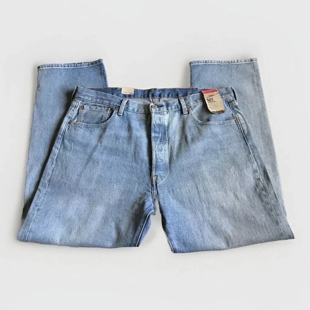 Levi's 501 Original Stretch‎ Blue Jeans Mens Size 40x30 Distressed Button Fly